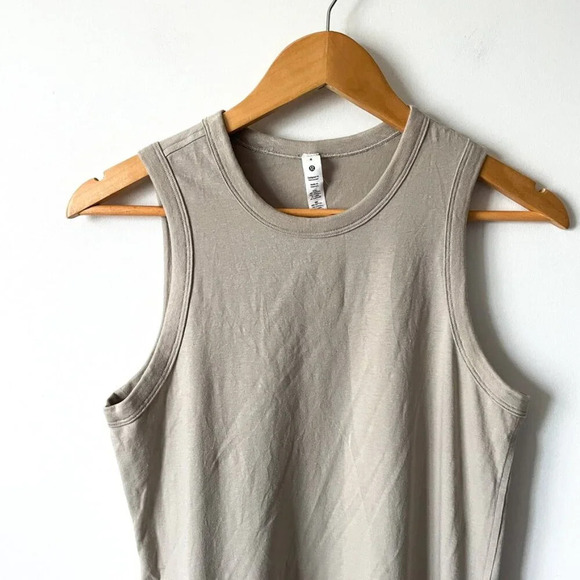 Lululemon Classic Fit Cotton Blend Sleeveless Dress Beige Raw Linen Size 4 - Picture 6 of 8